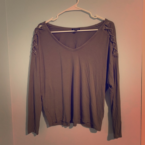 Express Tops - Express olive green dolman sleeve shirt